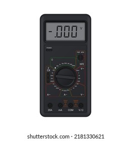 Realistisches digitales Multimeter. Gerät zur Messung von Spannung, Strom, Widerstand. Vektorgrafik.