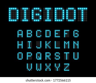 Realistic digital scoreboard font set, vector illustration