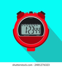 Realistic digital stopwatch illustration. A clock for keeping track of time on land and swimming.