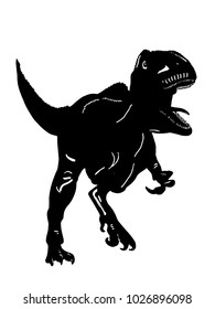 realistic dinosaur illustration cartoon black white 