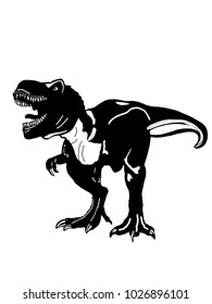 realistic dinosaur illustration cartoon black white 