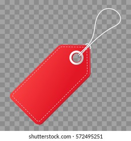Realistic Discount Red Tag For Sale Promotion. Vector Vintage Label Template