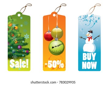Realistic discount tags for winter sale promotion