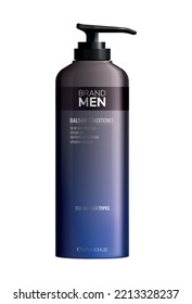 Realistic dispenser bottle with hair conditioner for men vector illustration