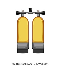 realistic diving cylinder cartoon. sitting co2, snorkeling man, bottle gear realistic diving cylinder sign. isolated symbol vector illustration