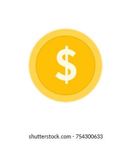 Realistic Dollar Coin Vector Icon Design Template. Gold Coin Stack vector Illustration.