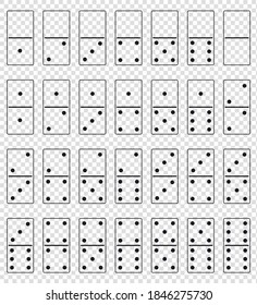 Realistic domino full set isolated on transparent background. Dominoes bones art design. Vector illustration EPS10