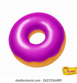 Realistic Donut With Shiny Purple Glaze, Perfect For Dessert Ads, Cafe Menus, Bakery Branding, Packaging Designs And Sweet Food Promotion