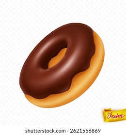 Realistic Donut With Smooth Chocolate Glaze, Perfect For Cafe Menus, Dessert Promotions, Bakery Packaging, Food Ads And Sweet Branding Concepts