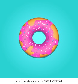 Realistic donut with sprinkles and Glaze. Vector illustration.