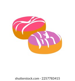 Dibujo vectorial de donut realista fácil lindo con color, ilustración, aislado, iconos 
