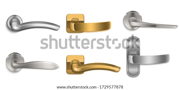 Realistic Door Handles Set Golden Silver Stock Vector (Royalty Free ...