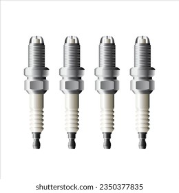 Realistic double earth normal spark plugs for internal combustion gasoline engine illustration vector.