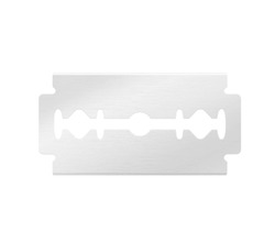 Realistic Double Edge Safety Razor Blade Mockup. Front View. Vector Illustration. Perfect To Your Design. EPS10.	