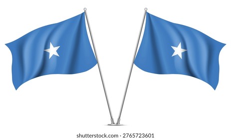 Realistic Double SOMALIA Flag Mockup with Wavy Fabric Effect