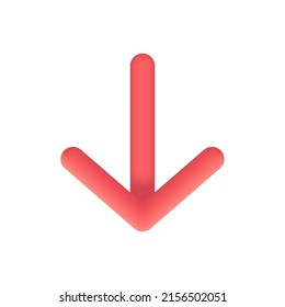 Realistic down arrow 3d icon design illustrations. Direction, navigation, sign, pointer, vector design concept