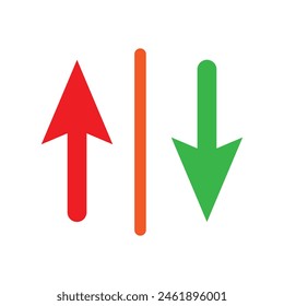 Realistic up and down arrow icon. red Up and green Down Arrow Icons with Rounded Edges. Vector illustration. Eps file 58.