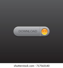 Realistic download button icon, vector