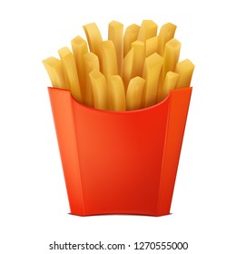 Realistic drawing french fries in the box