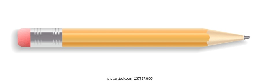 Realistic drawing pencil with rubber end. Sharpened detailed graphic design element
