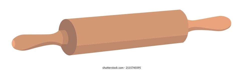 Realistic drawing of a rolling pin on a white background - Vector illustration