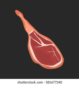 Realistic dried ham color flat icon. For web and mobile design