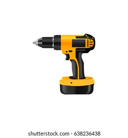 Realistic Drill Element. Vector Illustration Of Realistic Electric Screwdriver Isolated On Clean Background. Can Be Used As Drill And Electric Screwdriver Symbols.