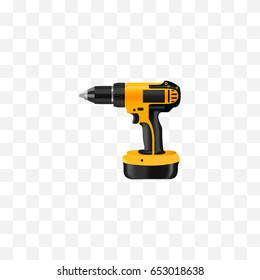 Realistic Drill Element. Vector Illustration Of Realistic Electric Screwdriver Isolated On Clean Background. Can Be Used As Drill, Electric And Screwdriver Symbols.