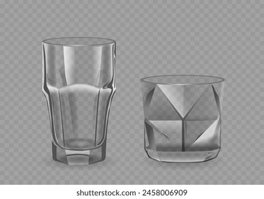 Realistic Drinking Glasses Feature Cylindrical Or Slightly Tapered Shapes, Crafted From Clear Durable Glass