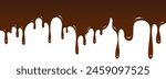 Realistic dripping brown chocolate illustration isolated in white background. World Chocolate Day celebration element.