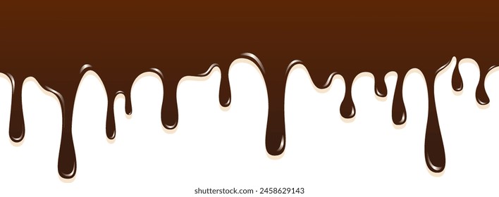 Realistic dripping brown chocolate illustration isolated in white background. World chocolate day celebration element.