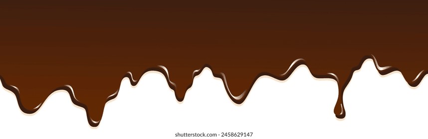 Ilustración de chocolate marrón goteando realista aislado en fondo blanco. Elemento de celebración del Día Mundial del Chocolate.