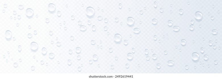 Realistic dripping drop flow dawn background. Shower dripping condensation steam texture.