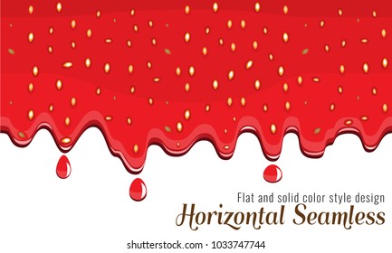 Realistic drips of strawberry jam with flat and solid color design on white background. Vector Flowing syrup.