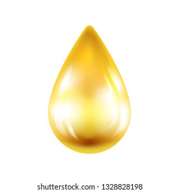 Realistic drop of oil isolated on white background. Can be used as a icon or logo element. Vector illustration.