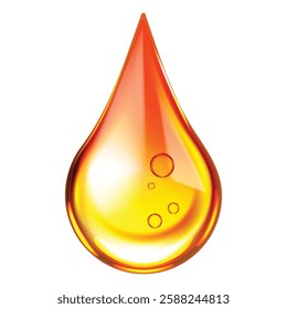 A realistic drop of oil is isolated on a white background.