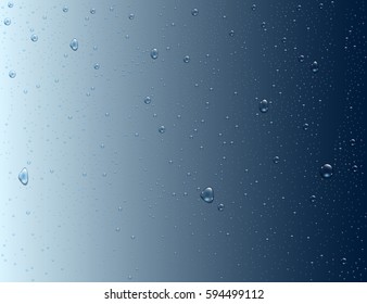 A realistic drop of water on a blue background. Vector illustration