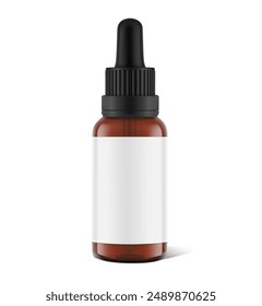 Realistic dropper bottle mockups isolated on white background. Vector illustration. Сan be used for cosmetic, medical and other needs. EPS10.	