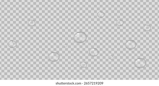 Gotas realistas sobre fondo transparente aislado.