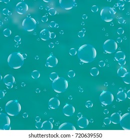 Realistic drops pure, clear water on blue  background.
Clean drop condensation illustration
