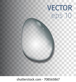 Realistic drops of water on light grey background. Vector illustration