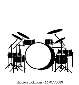 realistic drum kit silhouette icon isolated on white background