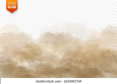 Realistic Dust Clouds. Sand Storm. Polluted Dirty Brown Air, Smog. Vector Illustration