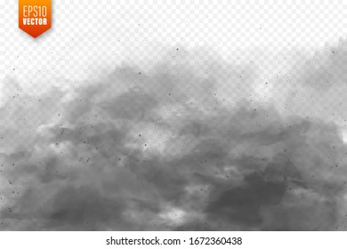 Realistic dust clouds. Sand storm. Polluted dirty air, smog. Vector illustration.