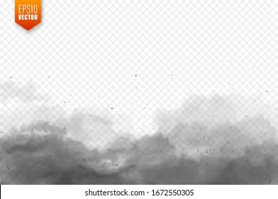 Realistic dust clouds. Sand storm. Polluted dirty air, smog. Vector illustration.