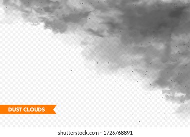 Realistic dust clouds. Sand storm. Polluted dirty air, smog. Vector illustration.