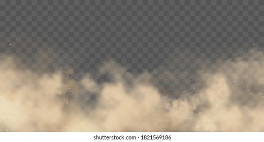 Realistic Dust Clouds. Sand Storm. Polluted Dirty Brown Air, Smog. Vector Illustration.