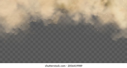 Realistic dust clouds. Sand storm. Polluted dirty brown air, smog. Vector illustration.