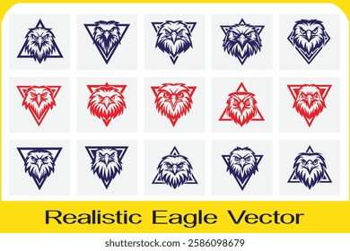 Realistic eagle head vector illustration with intense eyes and detailed feathers, ideal for wildlife, patriotic themes, and premium branding.