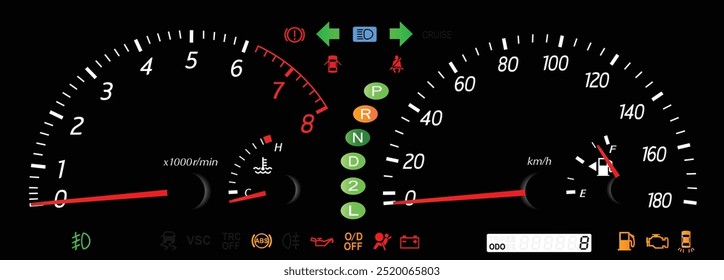 Realista temprano Y2K japonés de lujo trim sedán de tamaño mediano en Especificaciones japonesas con motor de gasolina caja de cambios automática en Vector de ilustración de iluminación blanca.